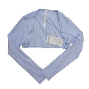 New Lululemon Size 14 Nulu Long Sleeve Yoga Shrug WNDM Windmill Blue